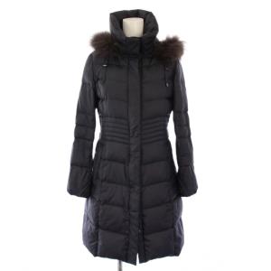 ダウンコート アウター ロング丈 フード ラクーンファー 装飾 32 黒 ブラック /BB