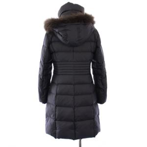 23区 ダウンコート アウター ロング丈 フード ラクーンファー 装飾 32 黒 ブラック /BB