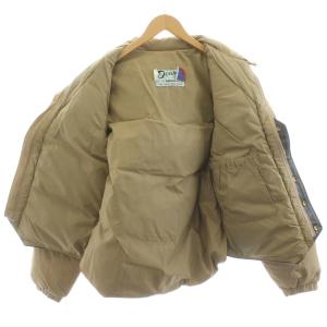 Schott DOWN USA製 ダウンジャケット スタンドカラー ジップアップ レザー 切替 42 茶 ブラウン 黒