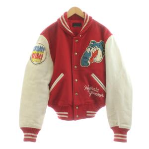 スタジャン ワッペン ウール F レッド ベージュ 2AB-1135