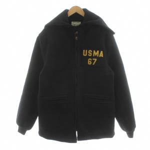 カデットジャケット ミリタリー ジップアップ ロゴ ウール 40 黒 ブラック M3202 /KU
