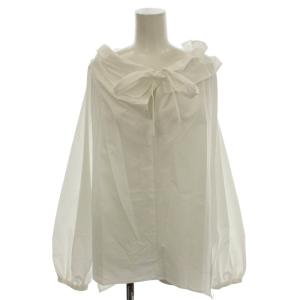 プルオーバー シャツ ブラウス パフスリーブ 長袖 02 白 ホワイト /G