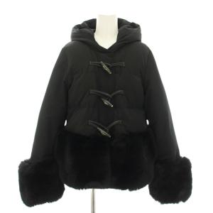 ダッフルショートダウンジャケット アウター フェイクファー 38 黒 ブラック 0121407090 /YT