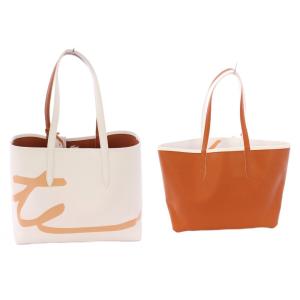 LACOSTE アンナ シーズナル リバーシブルシグネチャートートバッグ ハンドバッグ PVC ロゴ プリント バイカラー