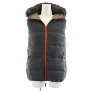 × ジョンストンズ JOHNSTONS ダウンベスト チェック柄 アウター 36 グレー オレンジ /AN6