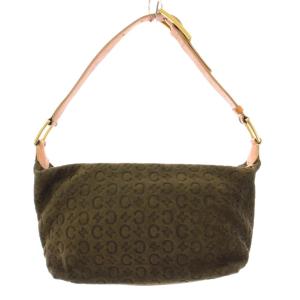 Cマカダム ワンハンドルバッグ スエード ロゴ 型押し カーキ