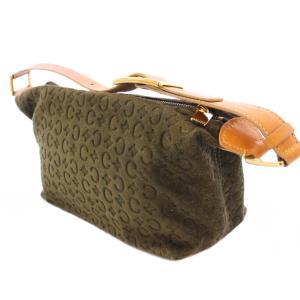 CELINE Cマカダム ワンハンドルバッグ スエード ロゴ 型押し カーキ