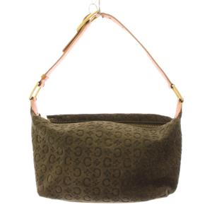 CELINE Cマカダム ワンハンドルバッグ スエード ロゴ 型押し カーキ