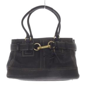 ハンドバッグ レザー ロゴ 黒 10212 /SR