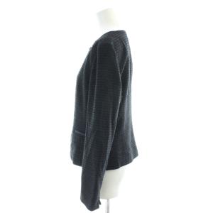 UNTITLED ツイードジャケット 3 紺 ネイビー ノーカラー /AP