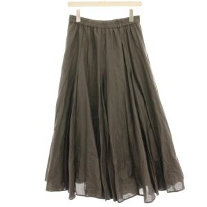 フレアスカート ギャザースカート マキシ ロング グレー /HN