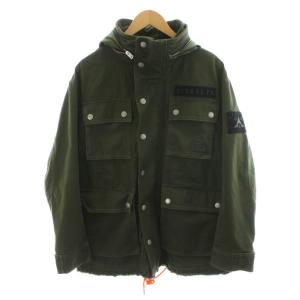 ジャケット フード ロゴ 切替 XS カーキ /AN60