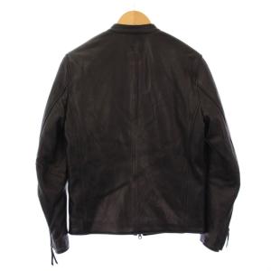 nano universe ライダースジャケット レザー 革ジャン 羊革 アウター ジップアップ ショート丈 S 黒 ブラック /BB