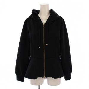 ペプラムフーディカーディガン 長袖 ジップアップ 2 ブラック 21212015050 /BM