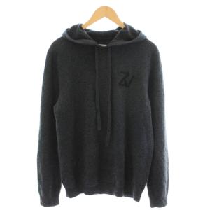 ニット パーカー プルオーバー スカル ウール カシミヤ混 L チャコールグレー /AN16