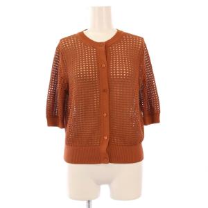 SUFFORK OPPO CARDIGAN ニットカーディガン 五分袖 クルーネック ワンカラー メッシュ編み