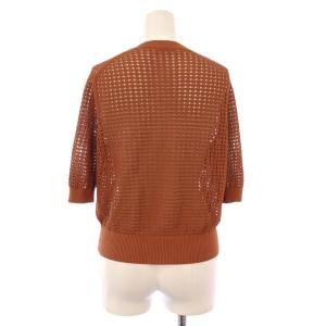 theory luxe SUFFORK OPPO CARDIGAN ニットカーディガン 五分袖 クルーネック ワンカラー メッシュ編み