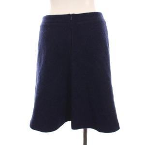 miumiu フレアスカート ミニ ウール 花柄 刺繍 紺 /YM