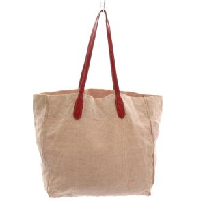 PRADA カナパトートバッグ 三角ロゴプレート キャンバス 赤 レッド 白 ホワイト /YM OH