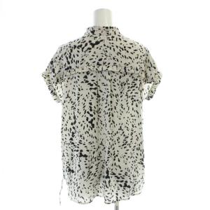 LOUNIE シャツ ブラウス 半袖 36 ベージュ 黒 ブラック 総柄 /AP