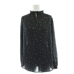 シャツ ブラウス 長袖 36 黒 ブラック 総柄 星柄 月柄 /AP