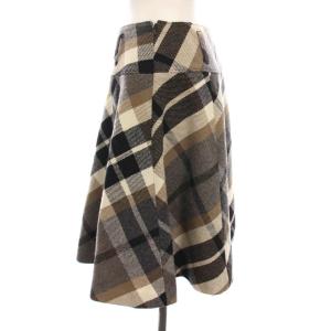BURBERRY BLUE LABEL スカート ミニ チェック ウール 38 茶 黒 白 E1S23-423-09 /YM
