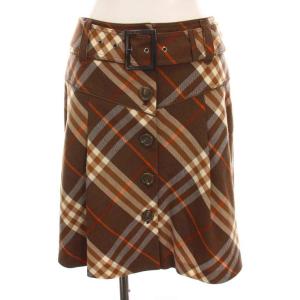 スカート ミニ チェック 38 ブラウン オレンジ ベルト付き FXF56-680-56 /YM