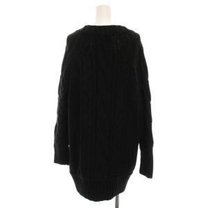 BURBERRY BLUE LABEL カーディガン ニット Vネック 長袖 38 黒 ブラック ケーブル編み E1N32-270-09 /YM