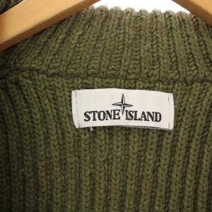STONE ISLAND ウールアンドナイロン ハイブリッド ジップアップ カーディガン M カーキ 7115506B8