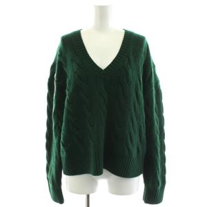 ニット セーター 長袖 Vネック ウール カシミヤ混 S 緑 グリーン /AN40