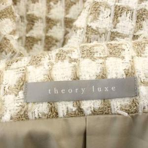 theory luxe 23AW DERBY TWEED RALA ツイード リネン混 ダブル テーラードジャケット 40 ベージュ