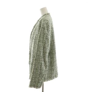 BEIGE 24AW ノーカラージャケット ツイード 4 緑 グリーン /RR