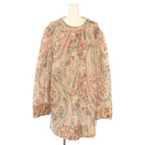 ニット セーター 長袖 ペイズリー モヘヤ シルク混 48 ピンク 202-19413-9149 /TK