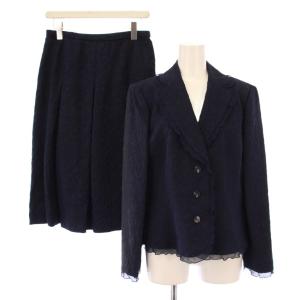 セットアップ テーラードジャケット アウター シングル 総裏地 フレアスカート ひざ丈 レース シルク