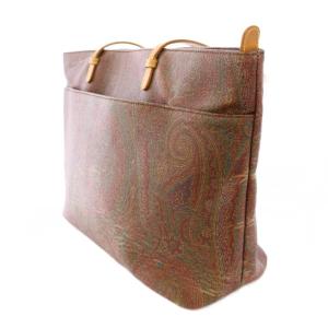 ETRO トートバッグ ハンドバッグ レザー ペイズリー柄 総柄 茶 ブラウン /BB