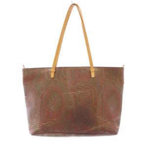 ETRO トートバッグ ハンドバッグ レザー ペイズリー柄 総柄 茶 ブラウン /BB