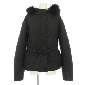 中綿ジャケット ブルゾン アウター フード フェイクファー ベルト 42 黒 ブラック 94860289