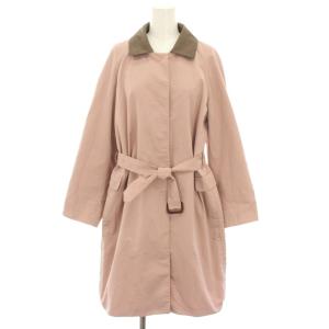 ステンカラーコート アウター ロング ベルト 付け襟 絹 シルク 44 ピンク 90210151 /YT
