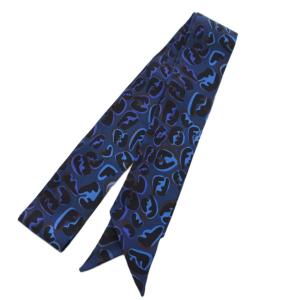 ラッピー スカーフ レオパード ヒョウ柄 イタリア製 ネイビー /BM OH