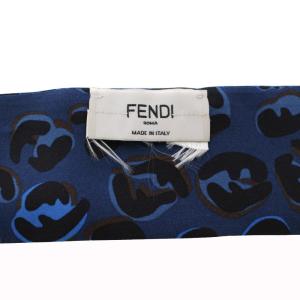 FENDI ラッピー スカーフ レオパード ヒョウ柄 イタリア製 ネイビー /BM OH