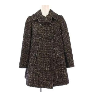 ミドルコート アウター ダブル バイカラー ウール モヘヤ混 アルパカ混 36 黒 ブラック ベージュ