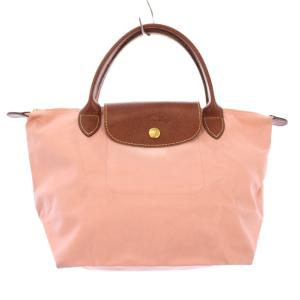 ルプリアージュ ハンドバッグ ナイロン レザー バイカラー ロゴ ピンク 茶 ブラウン /BB