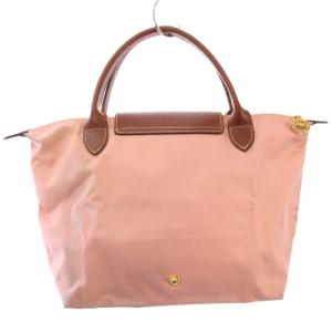 Longchamp ルプリアージュ ハンドバッグ ナイロン レザー バイカラー ロゴ ピンク 茶 ブラウン /BB