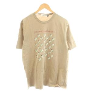 Tシャツ カットソー 半袖 プリント ロゴ 4 ベージュ /AN17