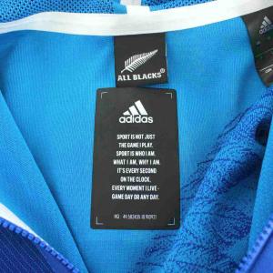 adidas オールブラックス RWCアンセムジャケット パーカー ジップアップ メッシュ 切替 XO 青 ブルー DY3785
