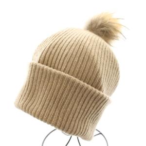 ニット帽 ニットキャップ ビーニー 帽子 ポンポン 茶 ブラウン /AN3