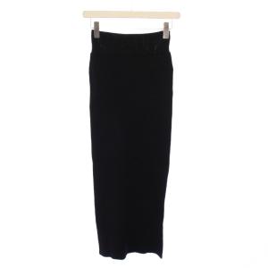 DIRT タイトスカート イージー マキシ ロング ウエストゴム ニット ストレッチ ロゴ 黒 ブラック