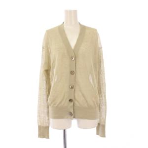 25SS シアーリネンカーディガン ニット 長袖 Vネック シースルー 薄手 ストレッチ ワンカラー F
