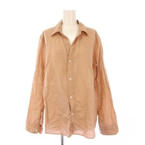 24SS Ramie Cotton ラミーコットンシャツ ブラウス 長袖 オープンカラー ワンカラー 無地