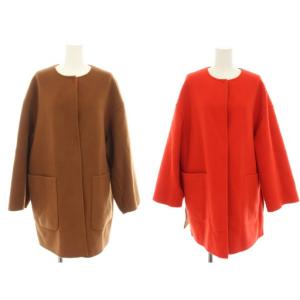 バイカラーリバーミドルコート リバーシブル 36 ブラウン レッド